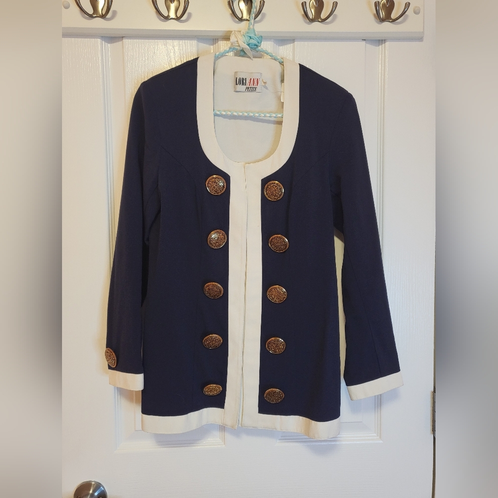 Navy and White Buttoned Jacket